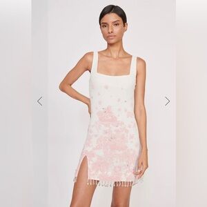 Staud le sable ivory cherry blossom toile dress